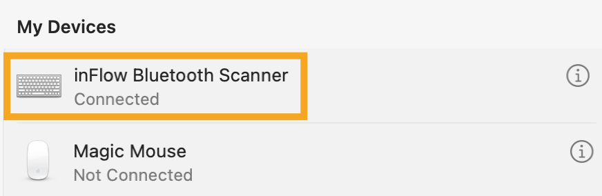 Bluetooth scanner connected to a computer via Bluetooth.